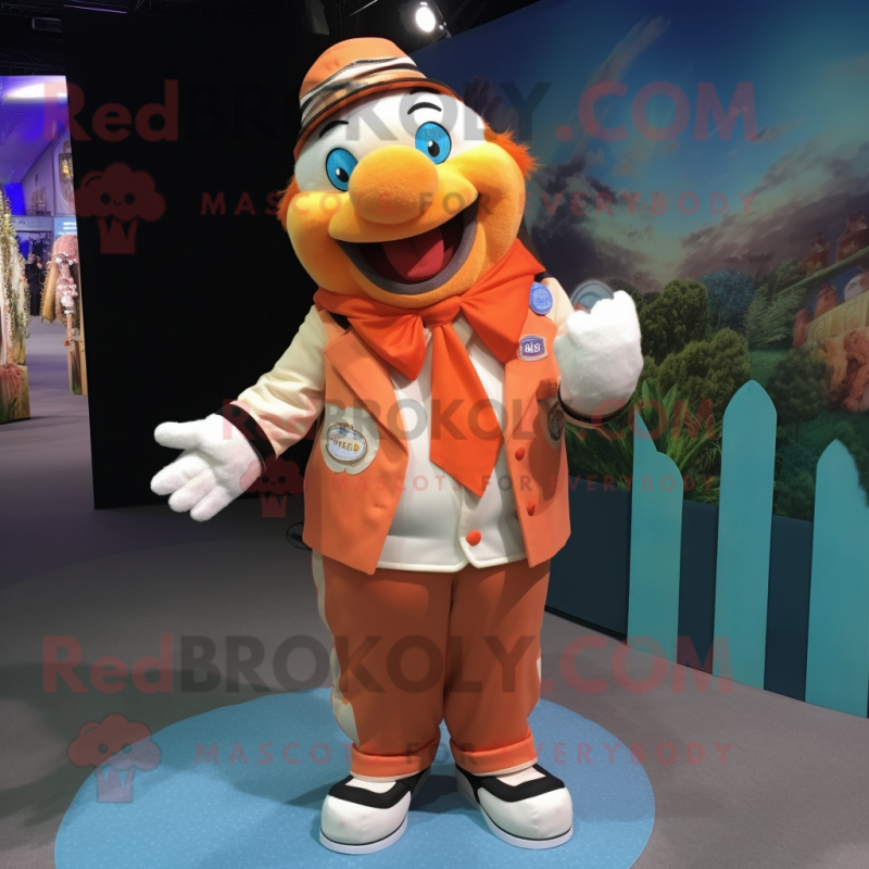 Cream Clown Fish mascot costume character dressed with a Waistcoat and Bracelets