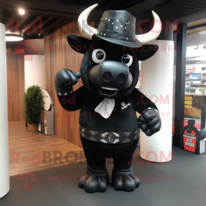 Black Bull mascot costume character dressed with a Trousers and Hats