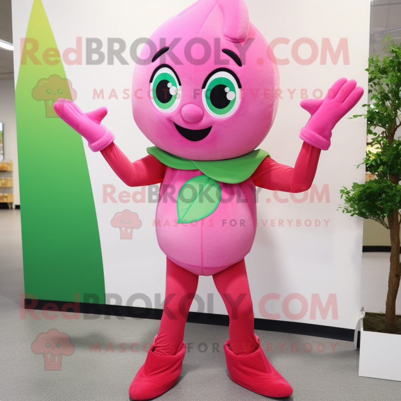 Olive Pink mascot costume character dressed with a Leggings and Gloves Olive Pink mascot costume character dressed with a Leggings and Gloves
