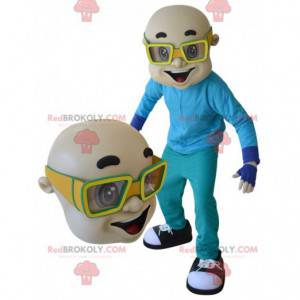 Mascote careca com óculos amarelos - Redbrokoly.com