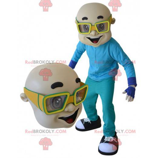 Kale man mascotte met gele bril - Redbrokoly.com