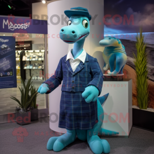 nan Loch Ness Monster mascot costume character dressed with a Dress Shirt and Brooches