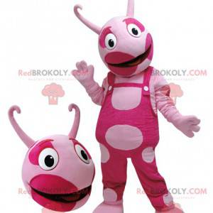 Mascotte creatura rosa bicolore. Mascotte rosa - Redbrokoly.com