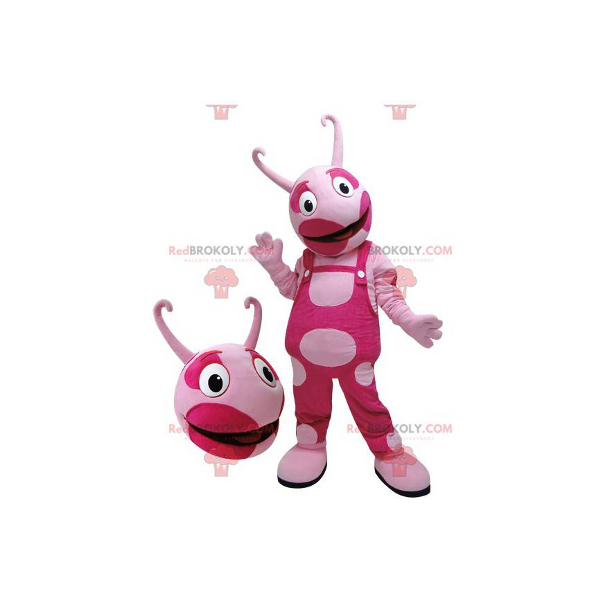 Mascotte de créature rose bicolore. Mascotte rose -