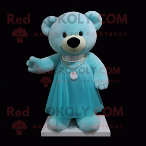 Cyan Teddy Bear maskot...