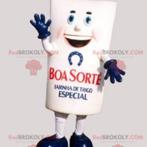 Giant white and blue flour package mascot - Redbrokoly.com