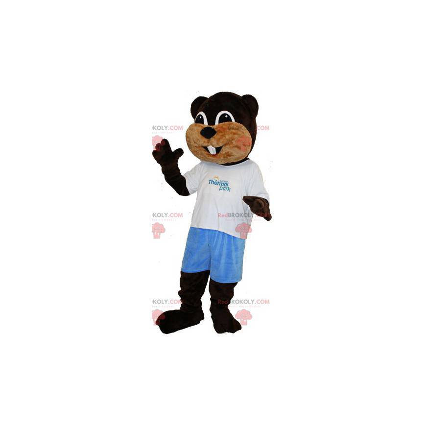 Mascote castor marrom e bege macio e fofo - Redbrokoly.com