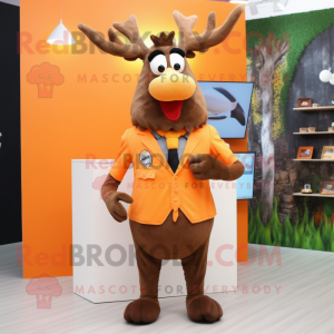 Orange Elk maskot kostume...