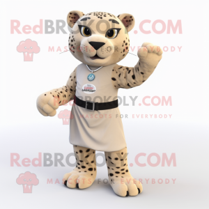 Beige Jaguar maskot kostume...