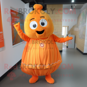 nan Orange mascot costume character dressed with a Dress and Foot pads