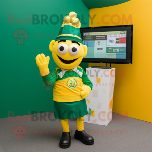 Yellow Irish Flag mascot costume character dressed with a Sweater and Ties