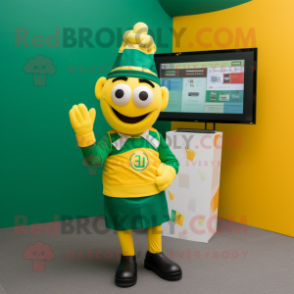 Yellow Irish Flag mascot costume character dressed with a Sweater and Ties