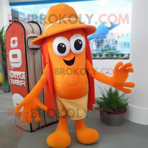 Orange blæksprutte maskot...