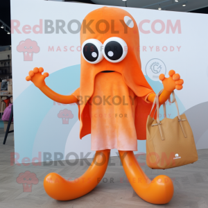 Orange blæksprutte maskot...