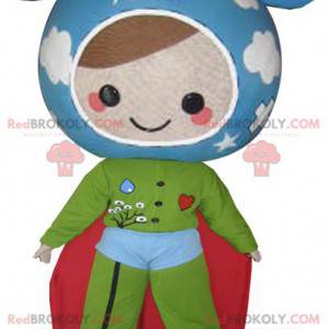 Dollmascotte in de kleuren van de aarde. Super held -