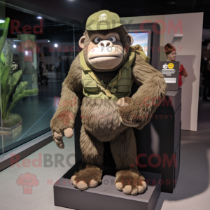 Olive Gorilla mascot costume character dressed with a Cargo Shorts and Keychains