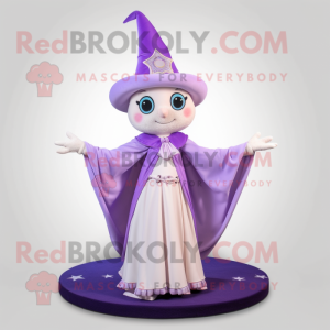 Lavender Magician mascot costume character dressed with a Dress and Shawls