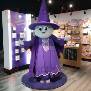 Lavender Magician mascot costume character dressed with a Dress and Shawls