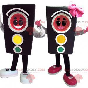 2 trafikljus maskotar en flicka och en pojke - Redbrokoly.com