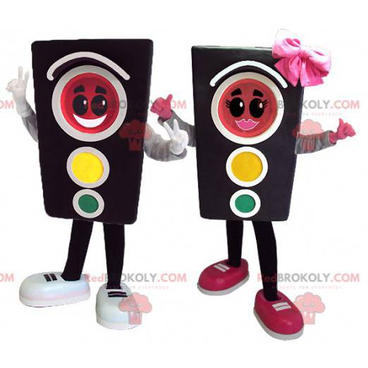 2 trafiklys maskotter en pige og en dreng - Redbrokoly.com