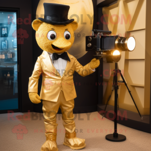 Gold Camera maskot kostym...