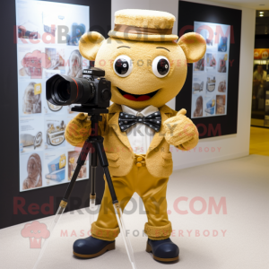 Gold Camera maskot kostym...