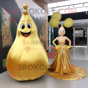 Gold Pear maskot drakt...