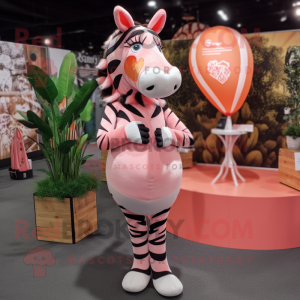 Peach Zebra mascot costume character dressed with a Blouse and Earrings