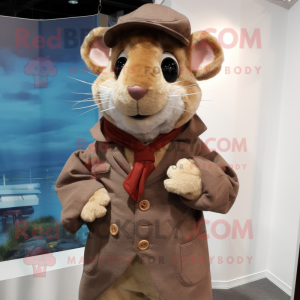 nan Dormouse mascot costume character dressed with a Corduroy Pants and Ties