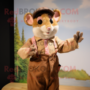 nan Dormouse mascot costume character dressed with a Corduroy Pants and Ties