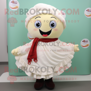 Cream Cupcake mascot costume character dressed with a Mini Skirt and Scarves