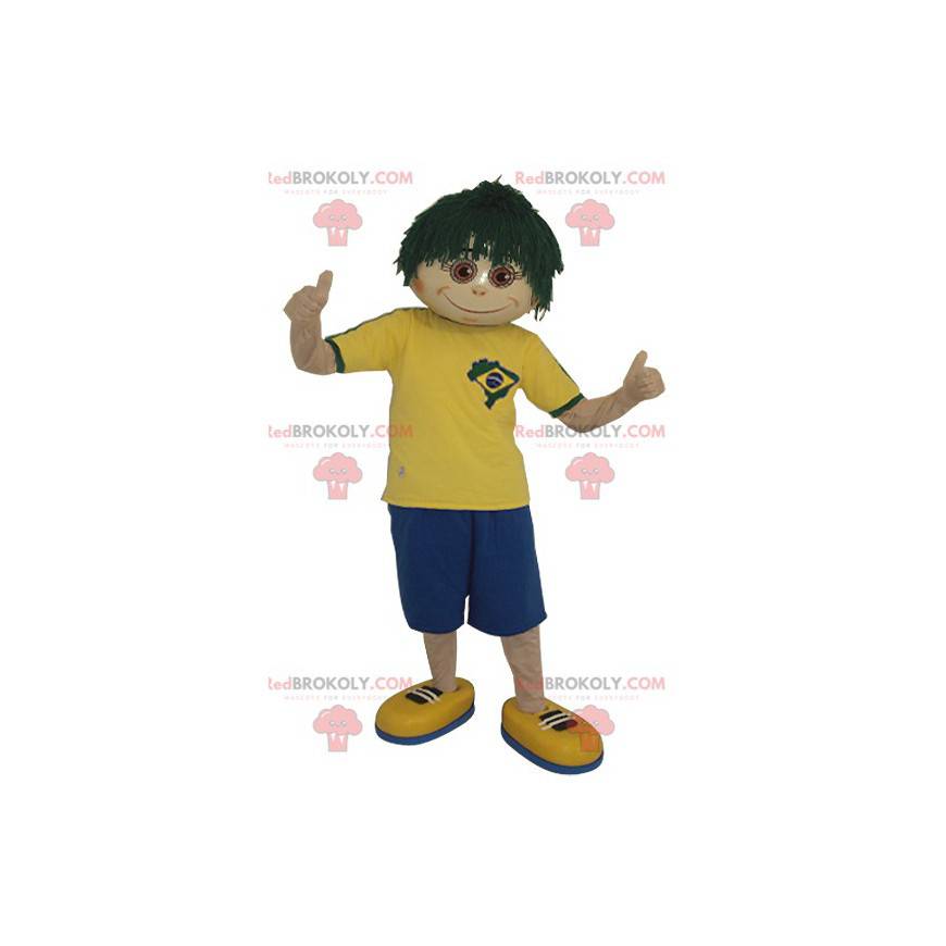 Mascota niño con peluca verde - Redbrokoly.com Mascota niño con peluca verde - Redbrokoly.com