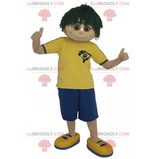 Boy mascot with a green wig - Redbrokoly.com