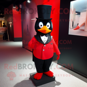 Red Aglet mascot costume character dressed with a Tuxedo and Brooches