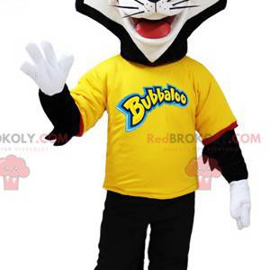 Zwart-witte kat mascotte met bril - Redbrokoly.com