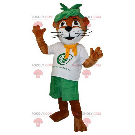 Mascotte de loutre de castor marron et blanc - Redbrokoly.com