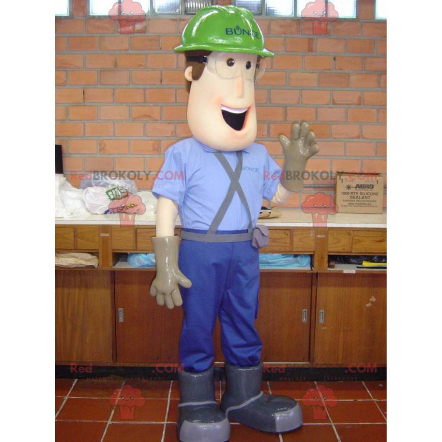 Mascota de trabajador carpintero con casco - Redbrokoly.com