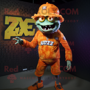Orange Zombie maskot kostym...