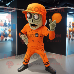 Orange Zombie maskot kostym...