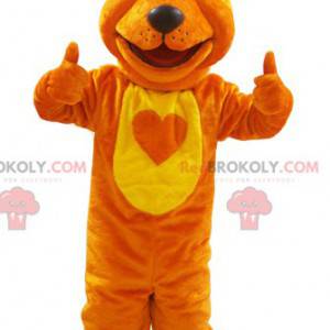 Soft and hairy orange and yellow fox wolf mascot -