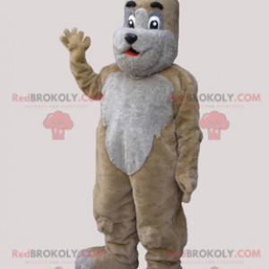 Mascotte de chien beige et gris doux et mignon - Redbrokoly.com