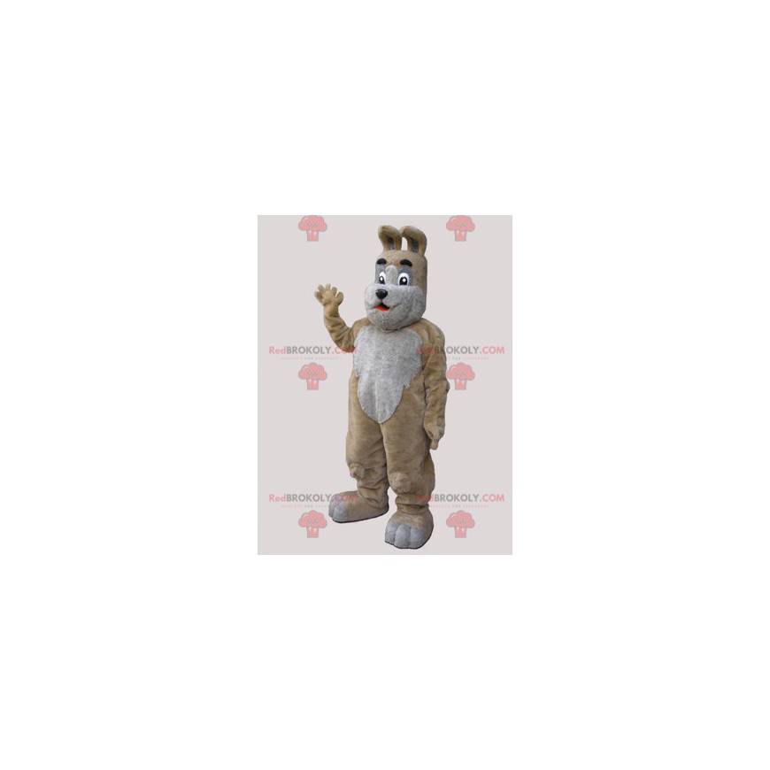 Mascotte de chien beige et gris doux et mignon - Redbrokoly.com