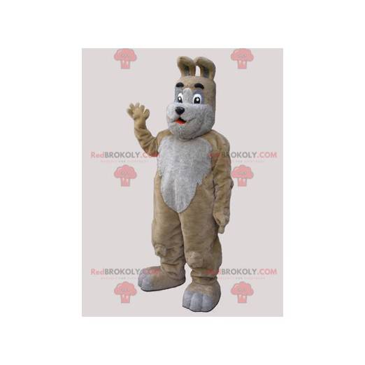 Měkký a roztomilý béžový a šedý pes maskot - Redbrokoly.com