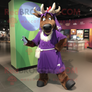 Purple Moose maskot kostym...