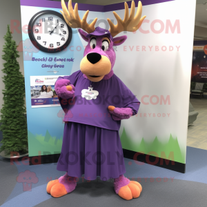 Purple Moose maskot kostym...