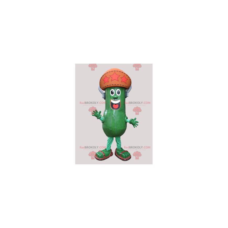 Giant pickle cucumber mascot with a hat - Redbrokoly.com