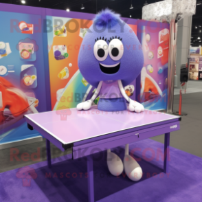 Lavender Ping Pong Table mascot costume character dressed with a Bikini and Scarf clips