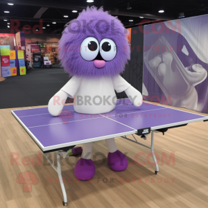 Lavender Ping Pong Table mascot costume character dressed with a Bikini and Scarf clips