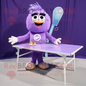 Lavender Ping Pong Table mascot costume character dressed with a Bikini and Scarf clips