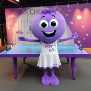 Lavender Ping Pong Table mascot costume character dressed with a Bikini and Scarf clips